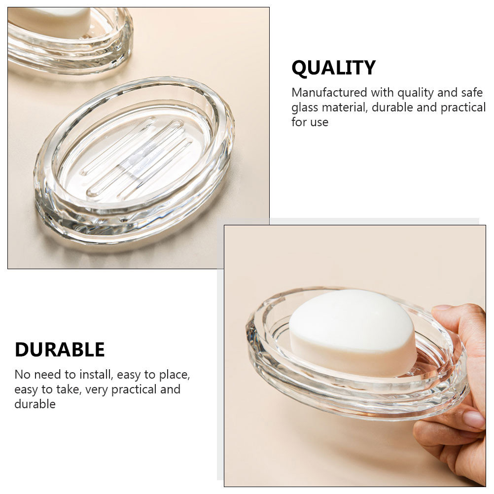 Home Bathroom Design Simple - 2Pcs Soap Box Transparent Glass Holder