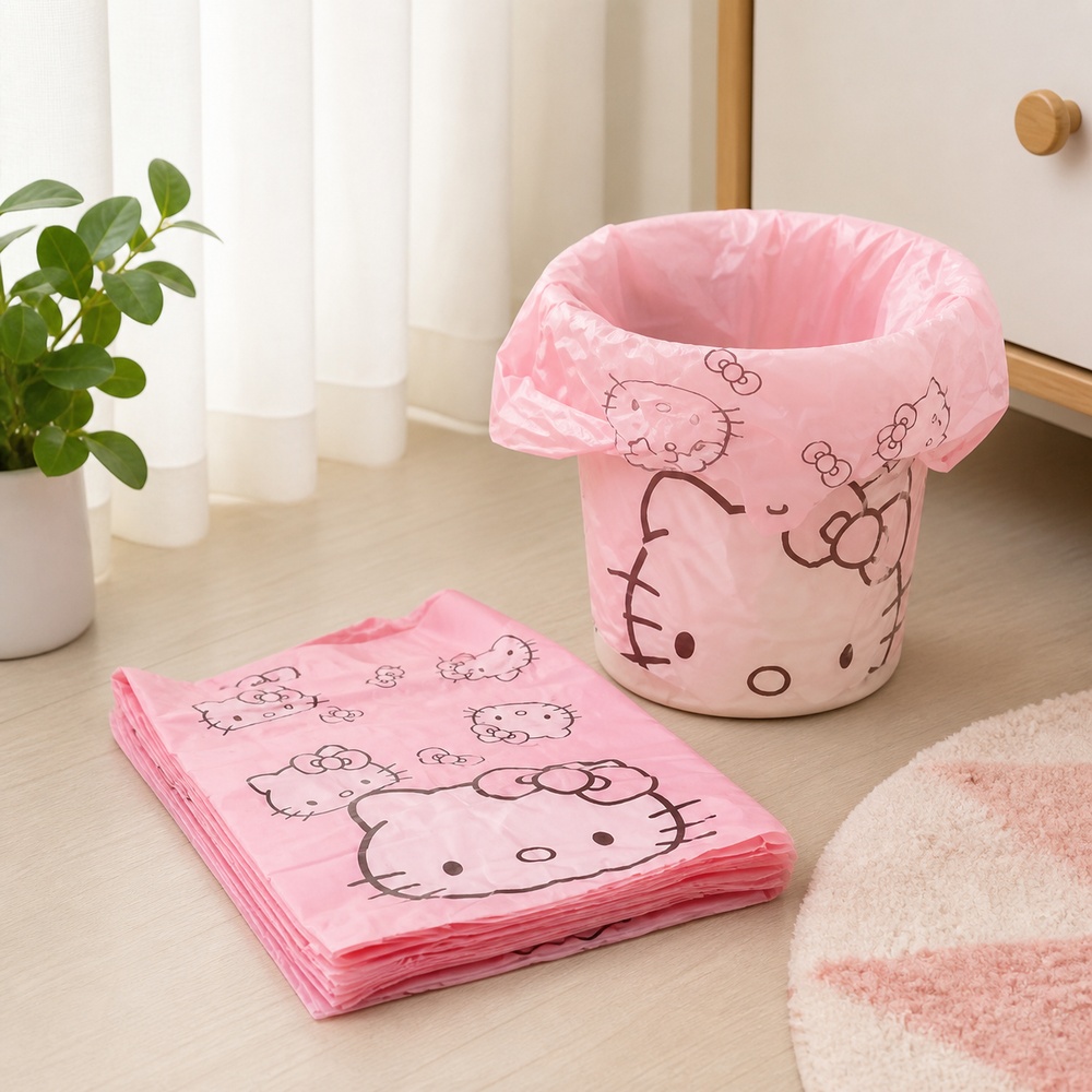 Home Goods Bathroom - Pink Cartoon Cat Printed Vest Trash