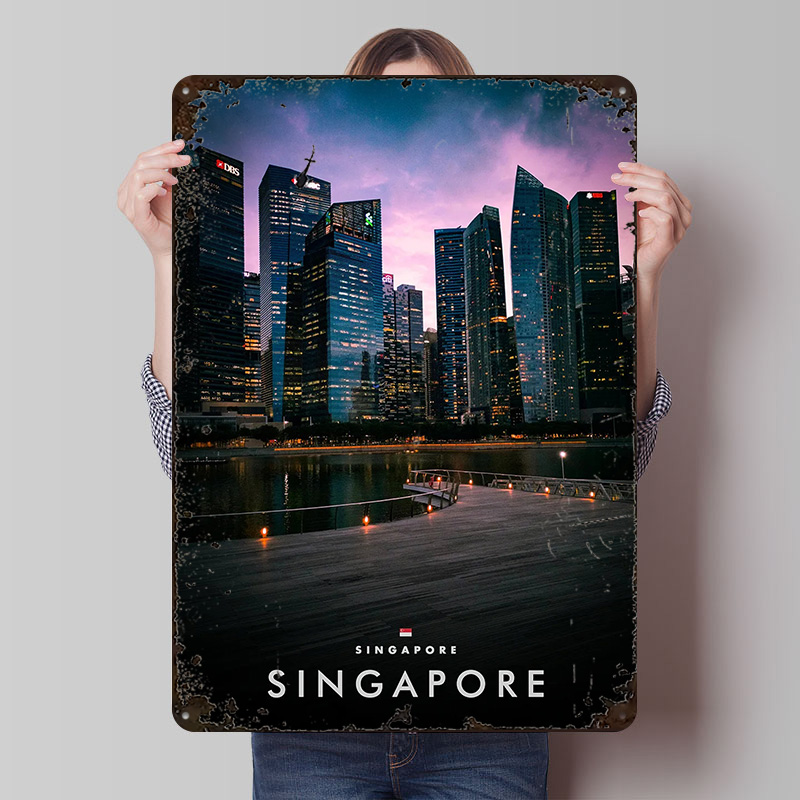 Home And Bathroom Singapore - Captured Singapore By Night Printing Poster