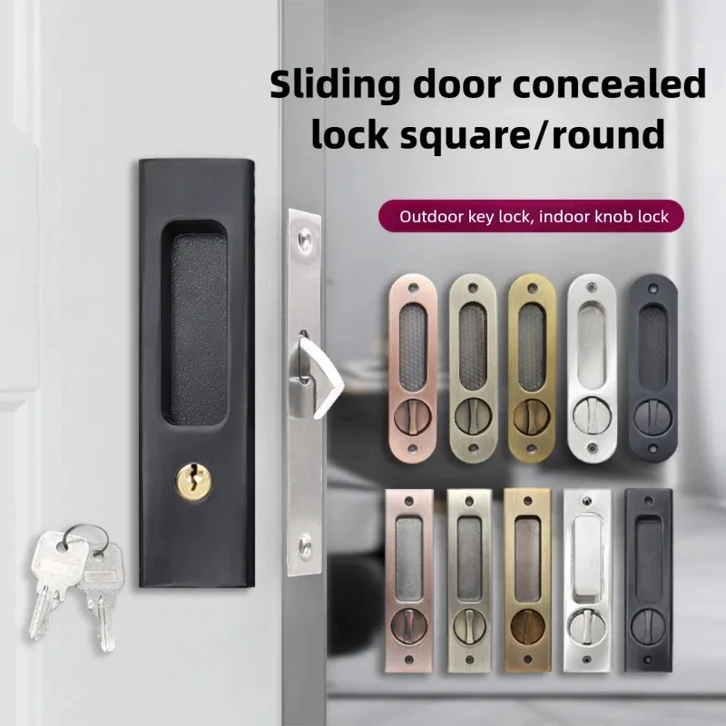 Home Bathroom Door - Heavy-Duty Black Sliding Door Hook Lock