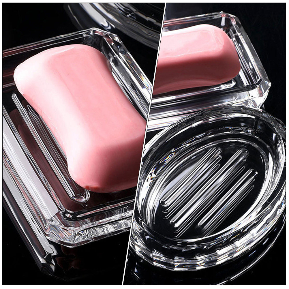 2Pcs Soap Box Transparent Glas - огляд і ціна Home Bathroom Design Simple