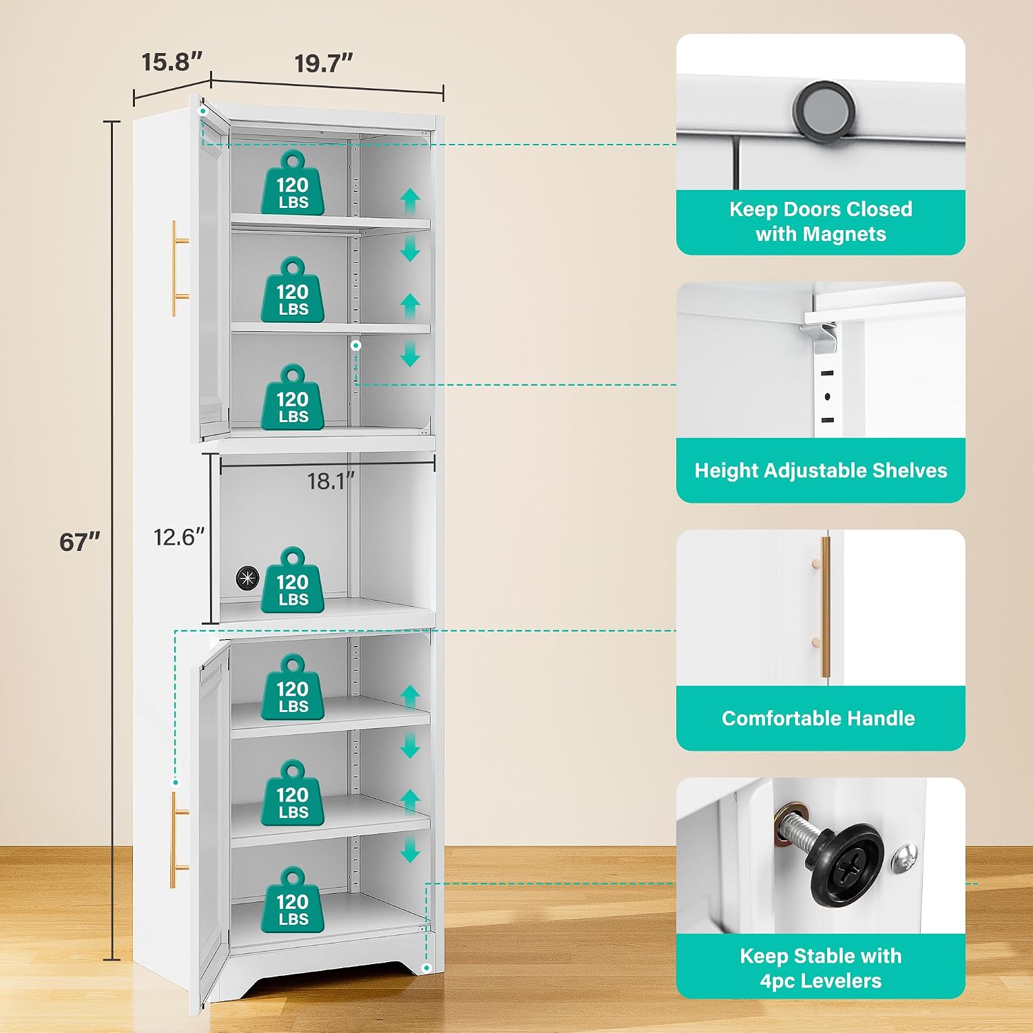 67 Inch Tall Narrow Storage Ca - огляд і ціна Home Bathroom Door